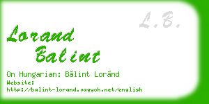 lorand balint business card