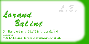lorand balint business card